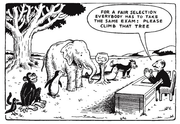 Standarised testing assumes everyone is equal in ability.  But differences are natural.